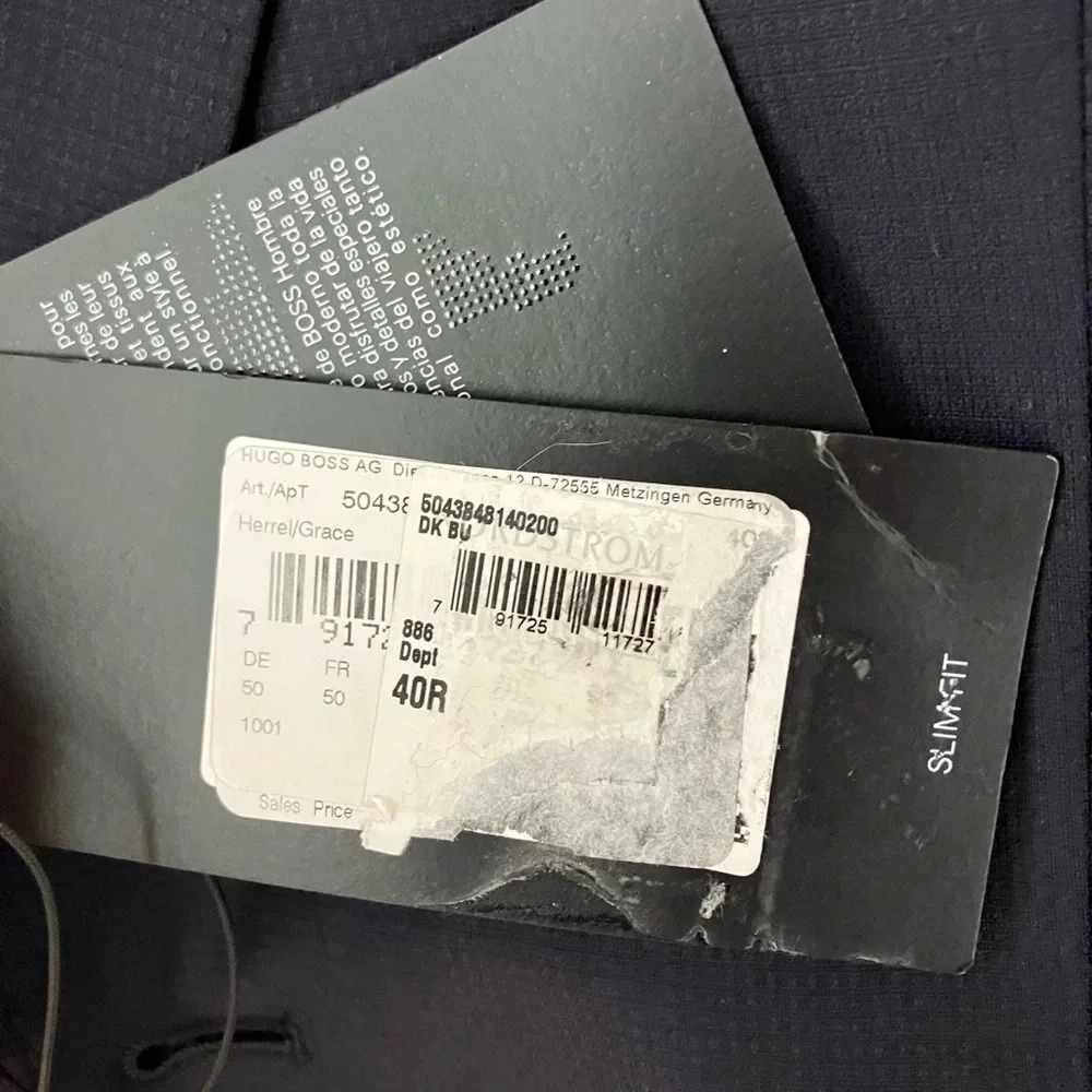 NWT Hugo Boss Virgin Wool Navy Slim Fit Herrel / Grace Travel Suit Jacket - Picture 9 of 10